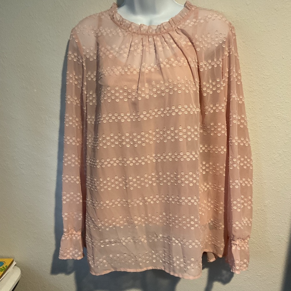 Liz Claiborne Sheer Pink blouse size XL